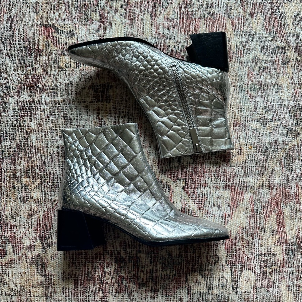 Sigerson Morrison Mandel Metallic Snakeskin Ankle Boot